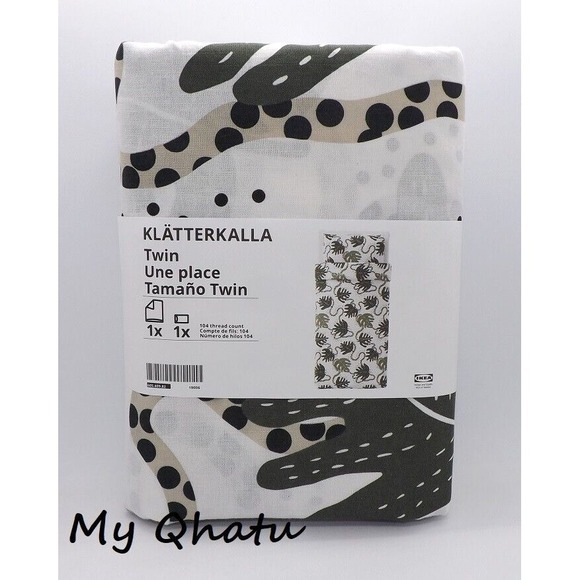 IKEA Other - Ikea KLATTERKALLA Twin Duvet Cover with Pillowcase  White/Green NEW